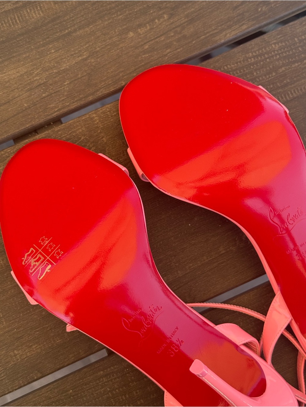 Christian Louboutin Coral Pink Strappy Stiletto Sandals - Picture 6 of 9